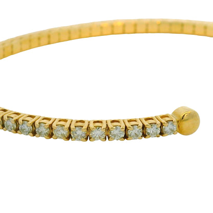 14K Yellow Gold Natural 2.08 Carat Diamond Cuff Bangle Bracelet