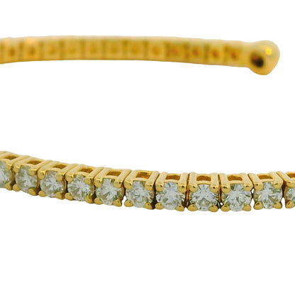 14K Yellow 2.08 Carat Round Brilliant Cut Diamond Open Cuff Bracelet