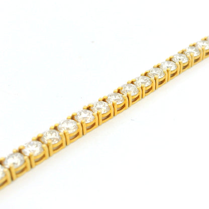 14k Yellow Gold Natural 6.36 Carat Round Brilliant Cut Diamond Tennis Bracelet