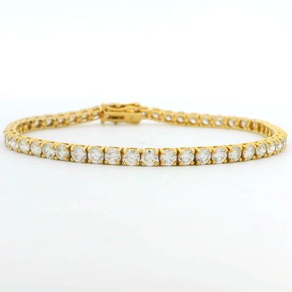 14k Yellow Gold Natural 6.36 Carat Round Brilliant Cut Diamond Tennis Bracelet