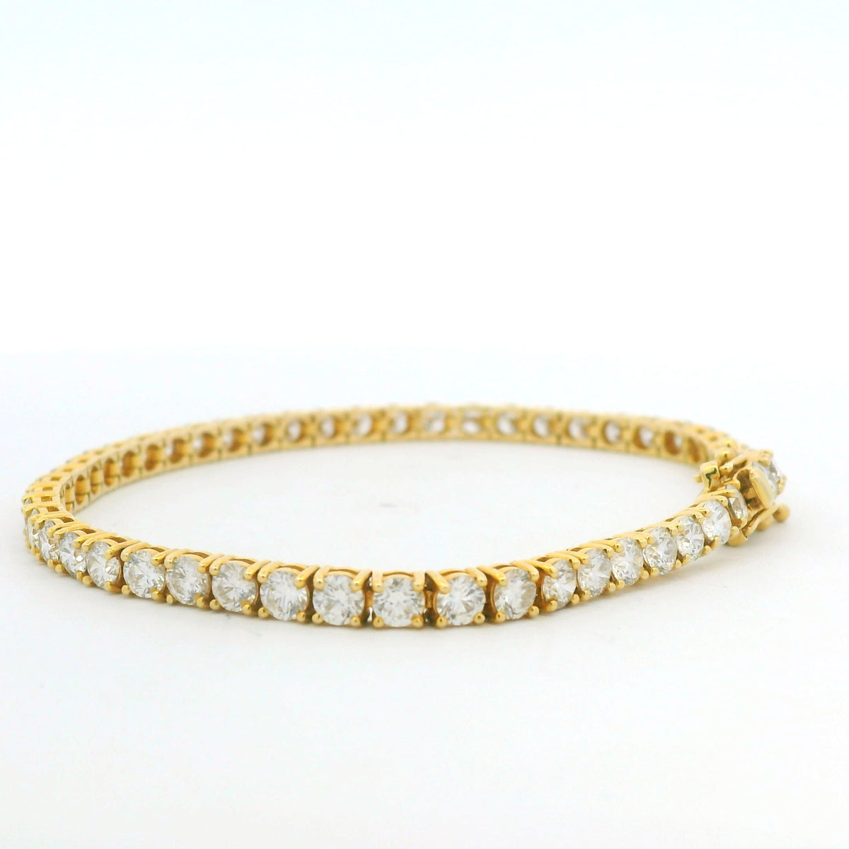 14k Yellow Gold Natural 6.36 Carat Round Brilliant Cut Diamond Tennis Bracelet — product photo 18