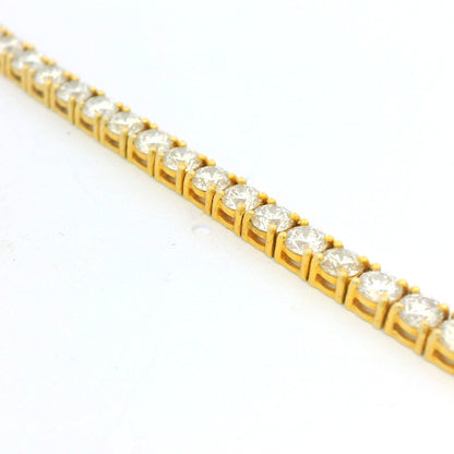 14k Yellow Gold Natural 6.36 Carat Round Brilliant Cut Diamond Tennis Bracelet