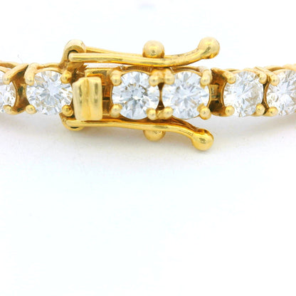 14k Yellow Gold Natural 6.36 Carat Round Brilliant Cut Diamond Tennis Bracelet
