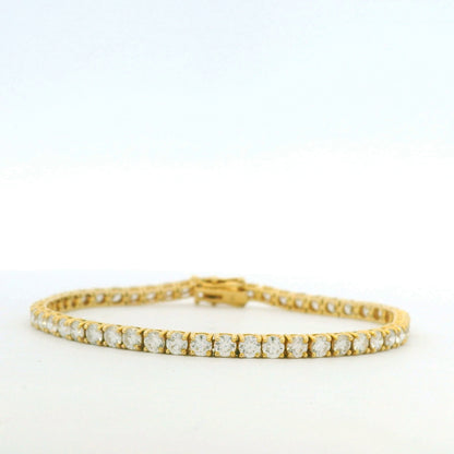 14k Yellow Gold Natural 6.36 Carat Round Brilliant Cut Diamond Tennis Bracelet