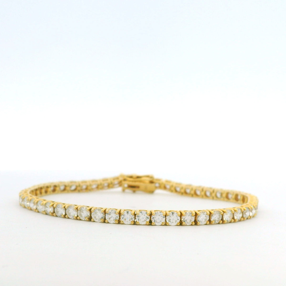 14k Yellow Gold Natural 6.36 Carat Round Brilliant Cut Diamond Tennis Bracelet — product photo 9