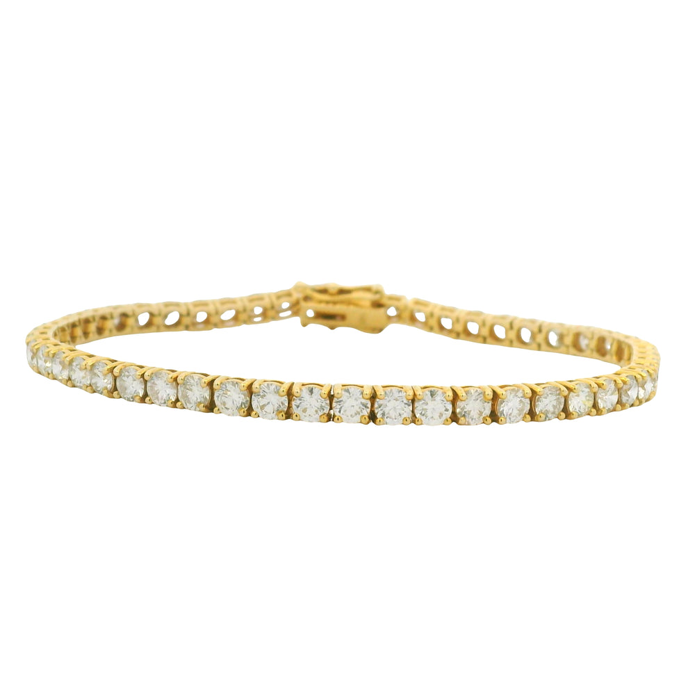 14k Yellow Gold Natural 6.36 Carat Round Brilliant Cut Diamond Tennis Bracelet — product photo 1