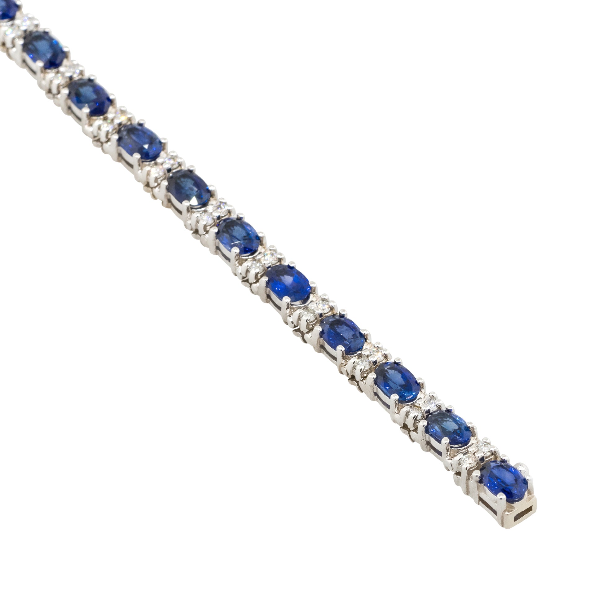 18k White Gold Oval Sapphire & Diamond Link 7 in Bracelet