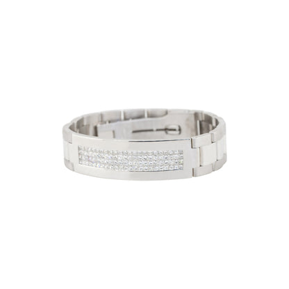 14k White Gold 5.57ctw Invisible Set Diamond Oyster Style Bracelet