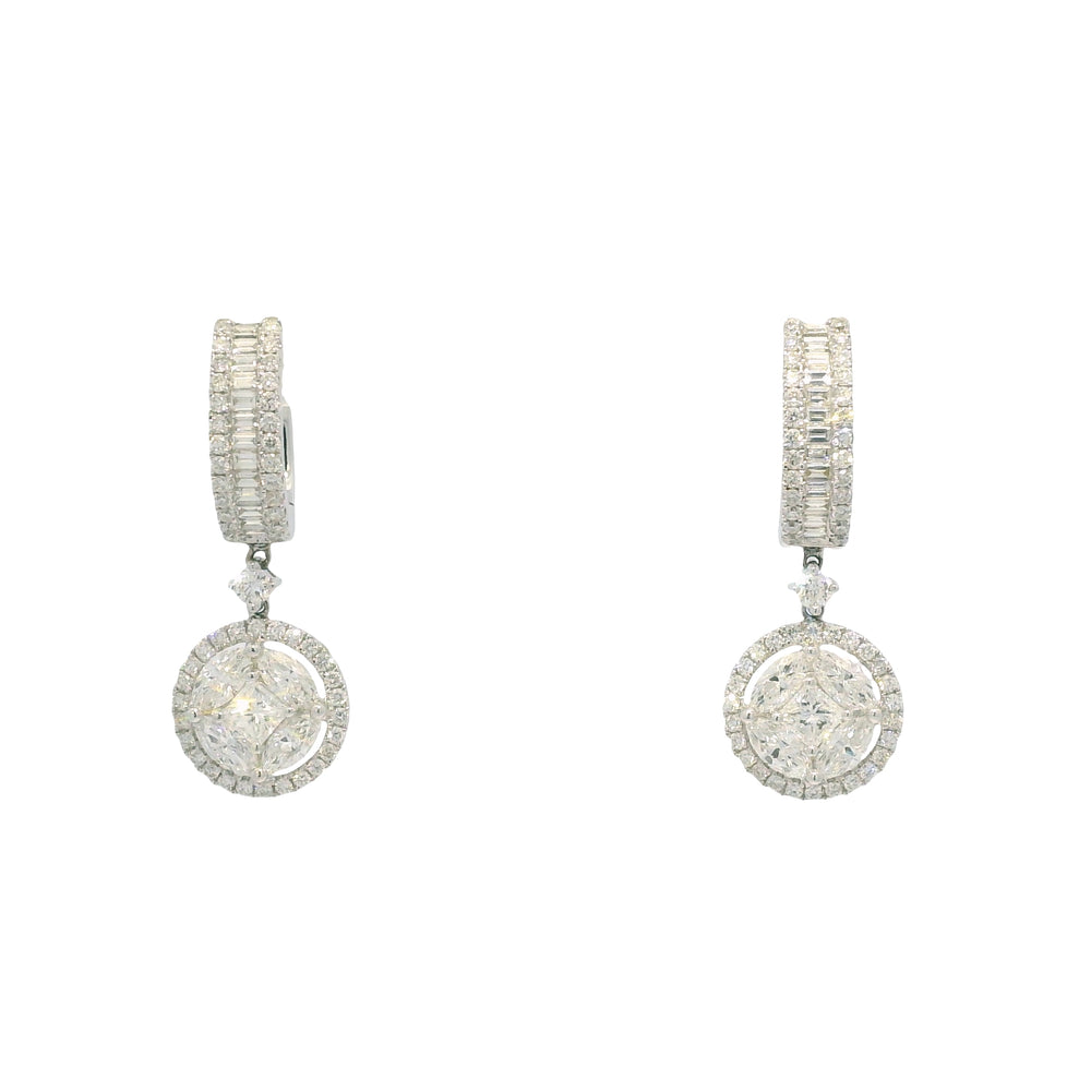 18k White Gold Natural 3.38 Carat Diamond Multi-Shape Mosaic Earrings — product photo 1