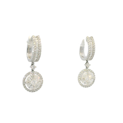 18k White Gold Natural 3.38 Carat Diamond Multi-Shape Mosaic Earrings