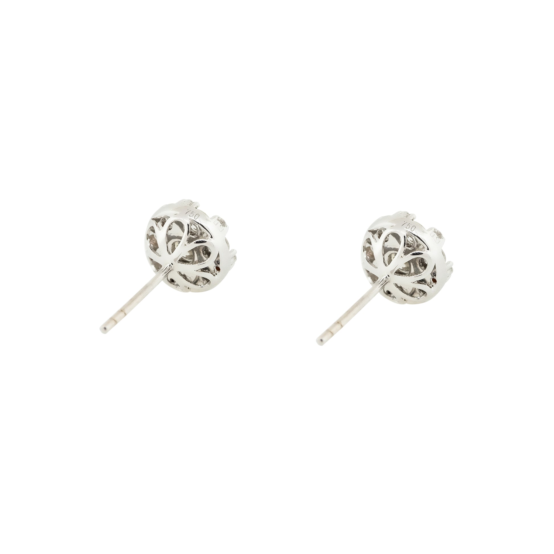 18k White Gold 1.59ctw Cluster Diamond Stud Earrings