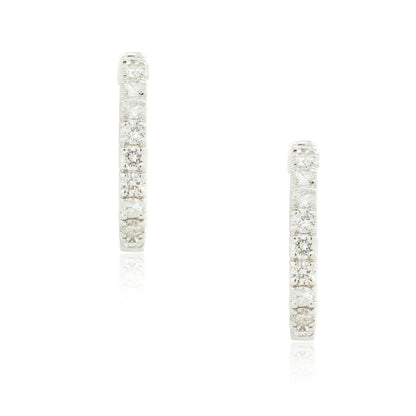 14k White Gold 3.0ctw Diamond Inside-Out Medium Sized Hoop Earrings