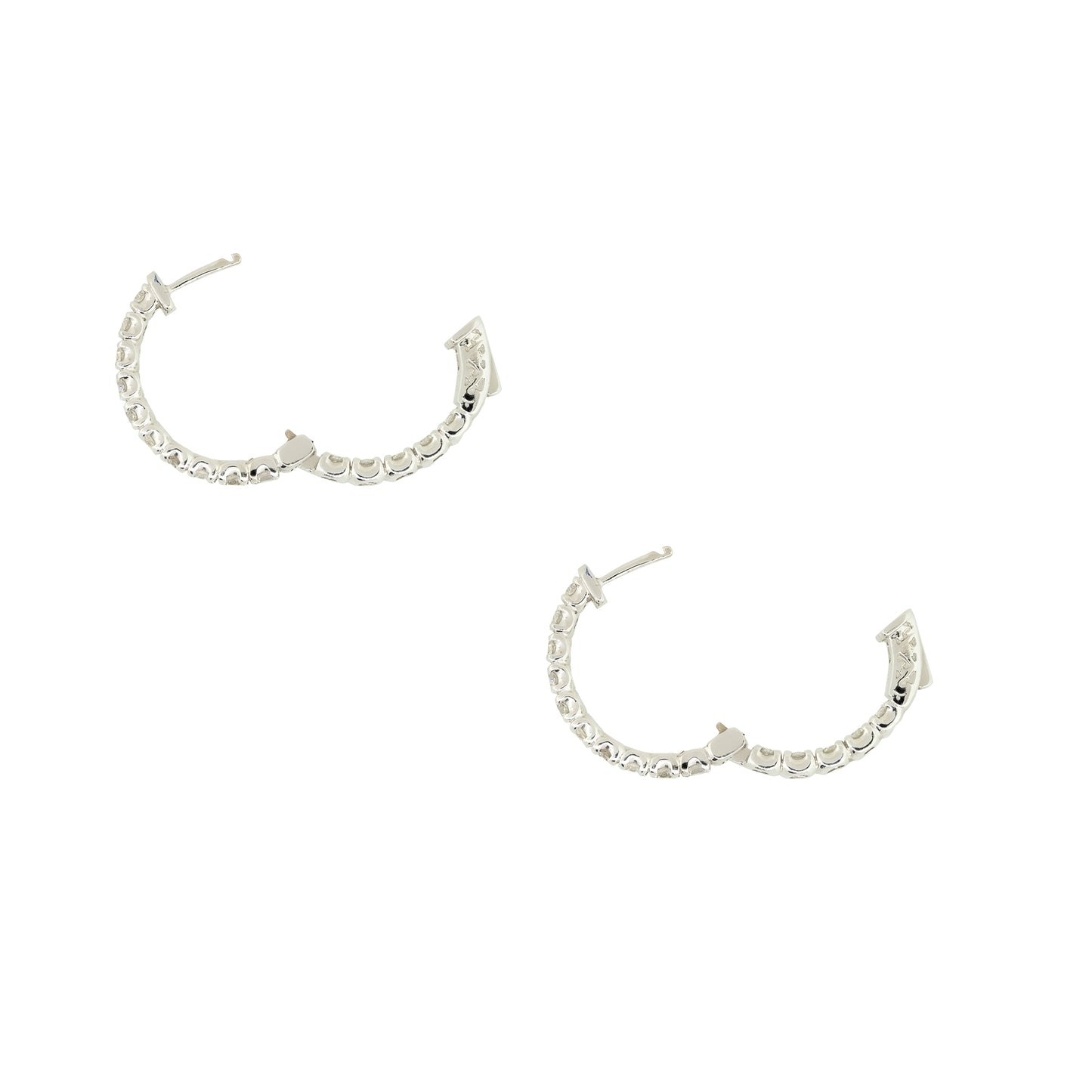 14k White Gold 3.0ctw Diamond Inside-Out Medium Sized Hoop Earrings
