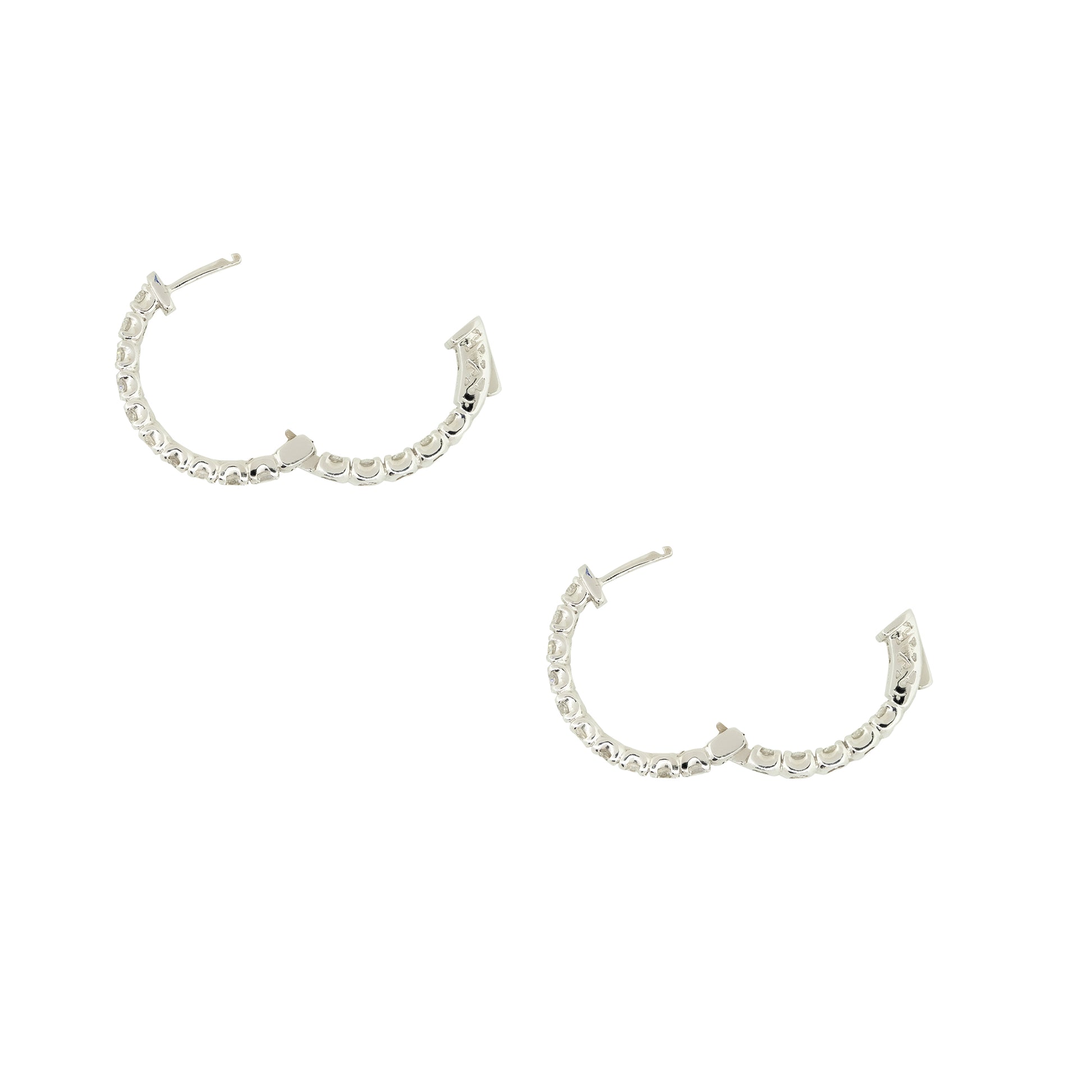 14k White Gold 3.0ctw Diamond Inside-Out Medium Sized Hoop Earrings