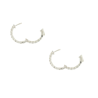 14k White Gold 3.0ctw Diamond Inside-Out Medium Sized Hoop Earrings