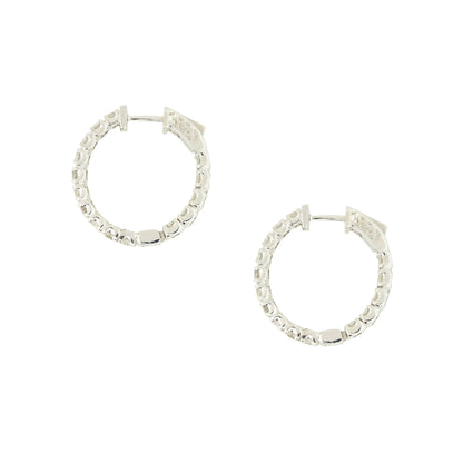 14k White Gold 3.0ctw Diamond Inside-Out Medium Sized Hoop Earrings
