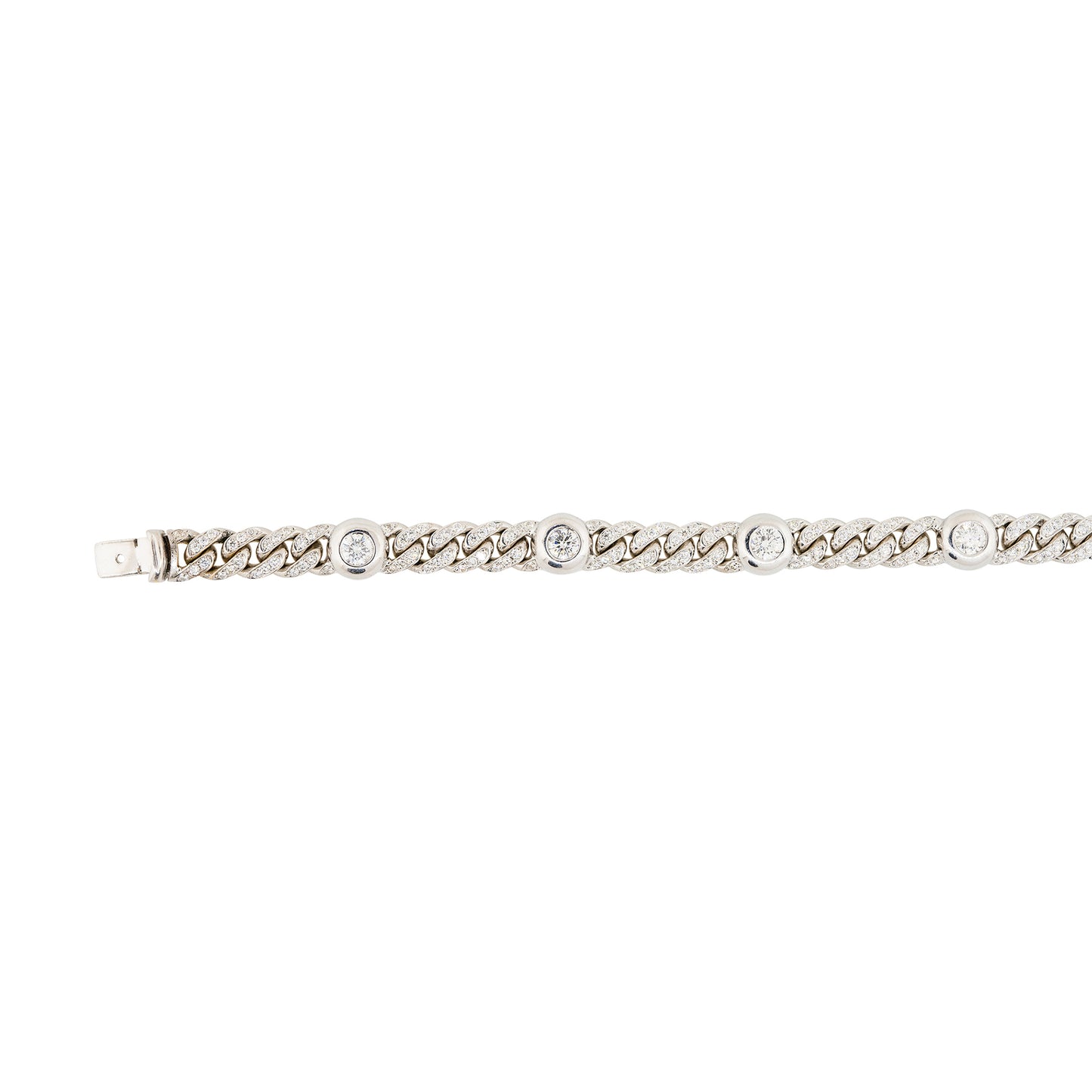 18k White Gold 5.30ctw Pave Diamond Cuban Bracelet