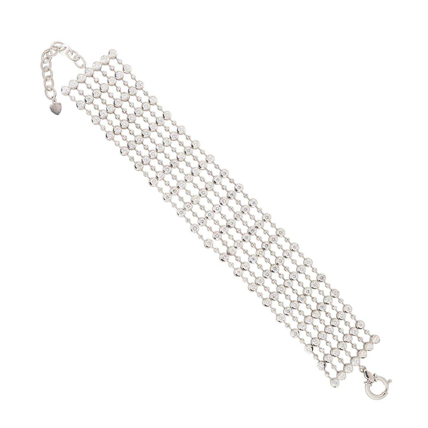 18k White Gold 13ctw 6-Row Bezel Set Diamond Bracelet