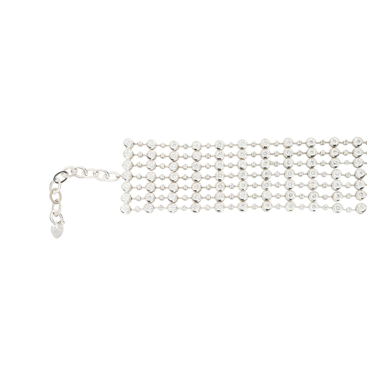 18k White Gold 13ctw 6-Row Bezel Set Diamond Bracelet