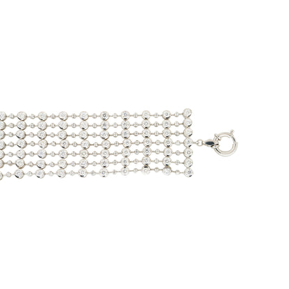 18k White Gold 13ctw 6-Row Bezel Set Diamond Bracelet