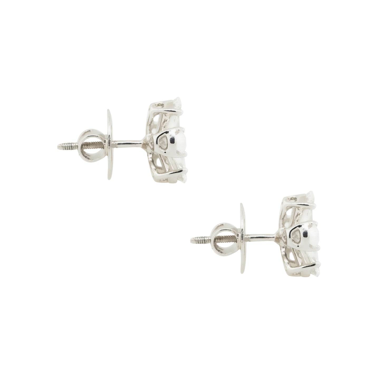 14k White Gold 3ctw Pear Shaped Diamond Flower Stud Earrings