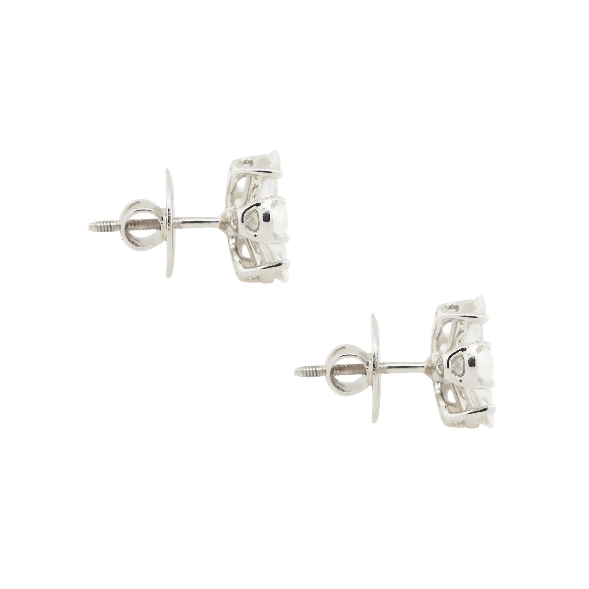 14k White Gold 3ctw Pear Shaped Diamond Flower Stud Earrings