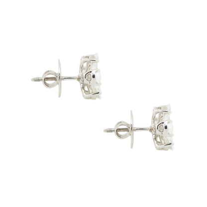 14k White Gold 3ctw Pear Shaped Diamond Flower Stud Earrings