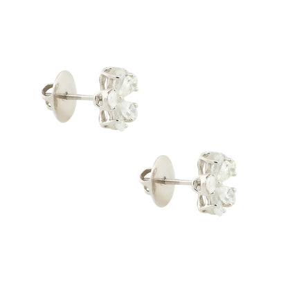14k White Gold 3ctw Pear Shaped Diamond Flower Stud Earrings