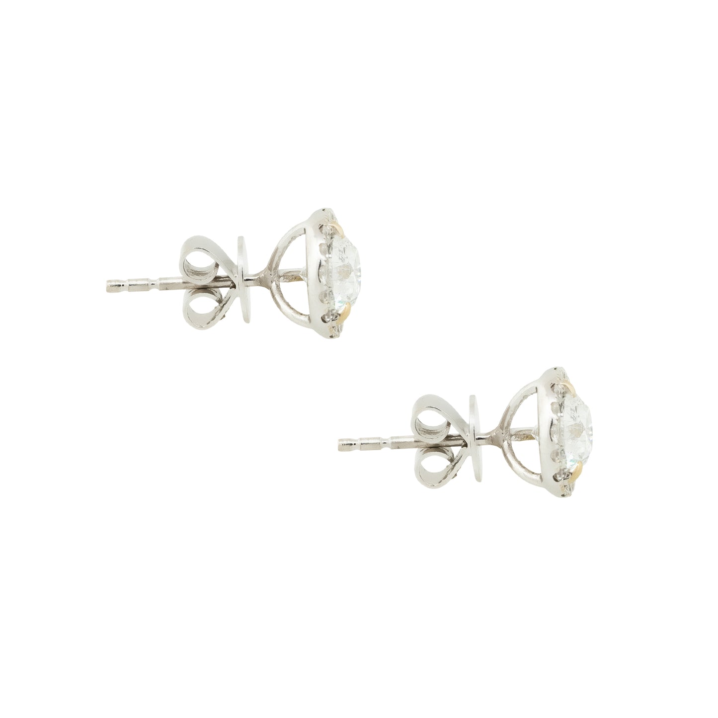 18k White Gold 2.3ctw Halo Diamond Stud Earrings