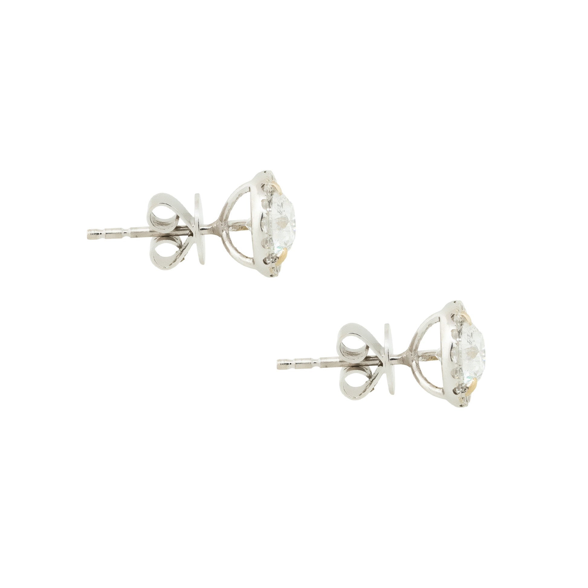 18k White Gold 2.3ctw Halo Diamond Stud Earrings