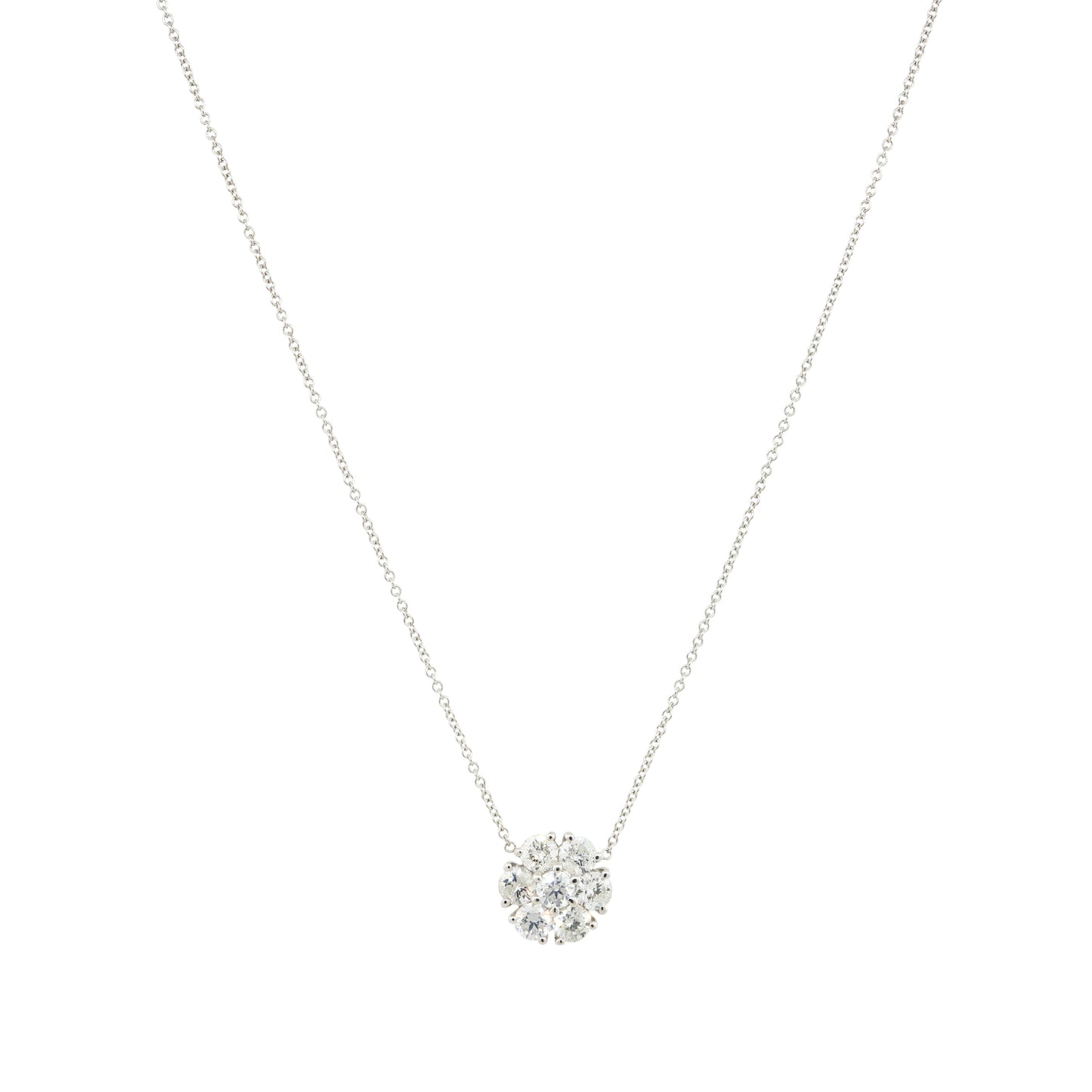 18k White Gold 2.35ctw Multi Diamond Flower Pendant