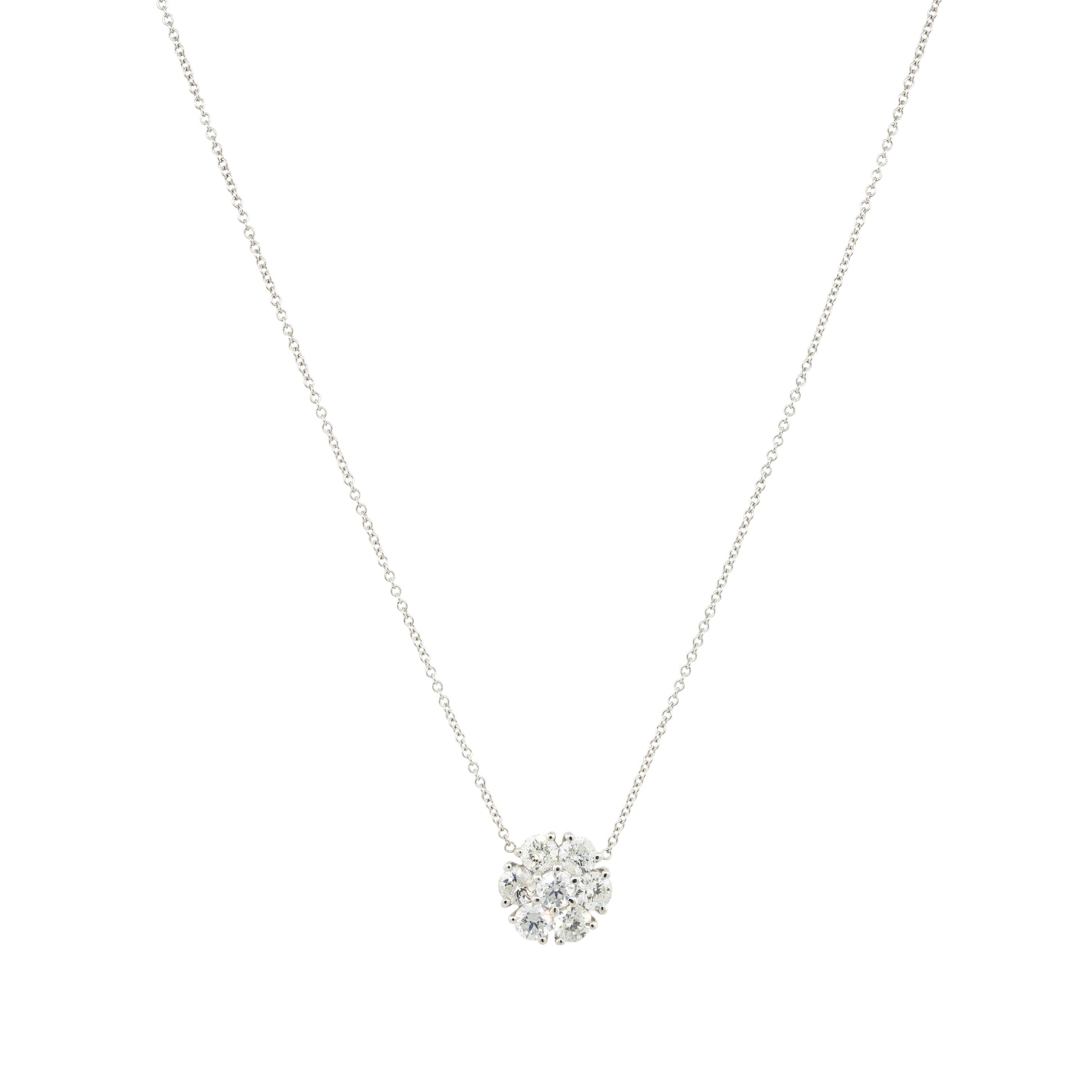 18k White Gold 2.35ctw Multi Diamond Flower Pendant