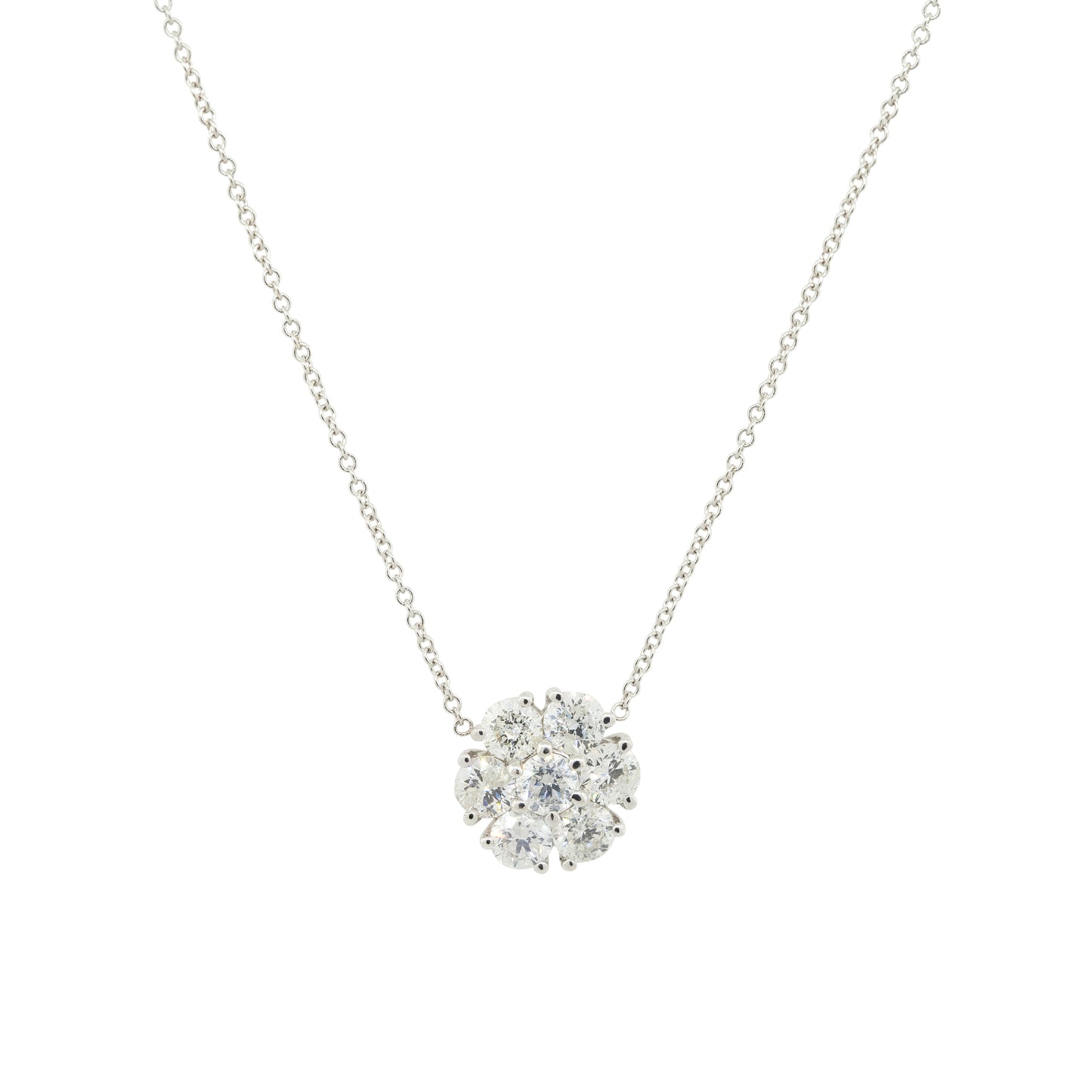 18k White Gold 2.35ctw Multi Diamond Flower Pendant