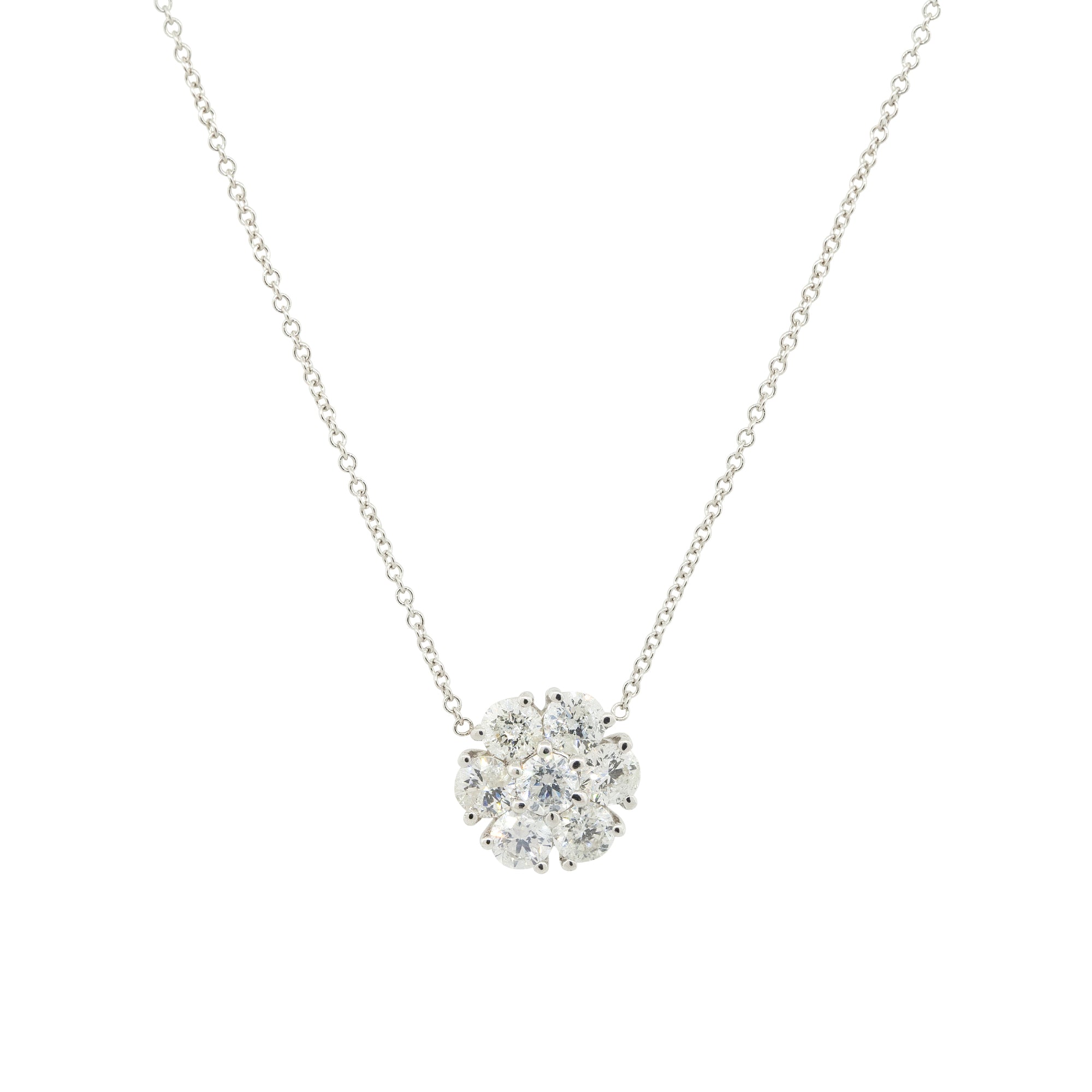 18k White Gold 2.35ctw Multi Diamond Flower Pendant