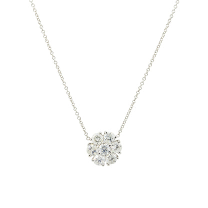 18k White Gold 2.35ctw Multi Diamond Flower Pendant