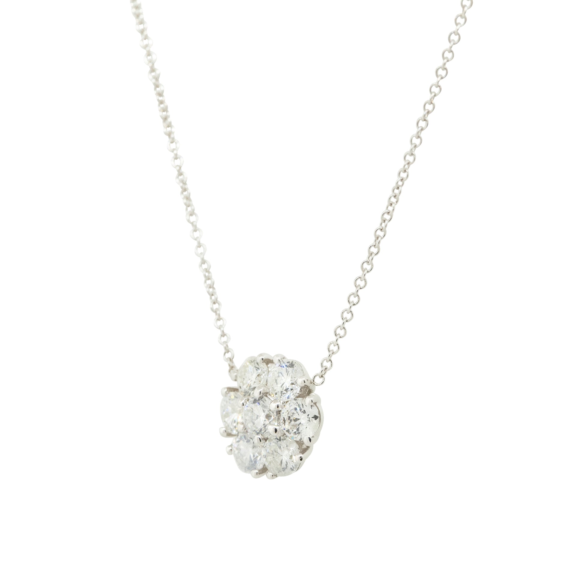 18k White Gold 2.35ctw Multi Diamond Flower Pendant