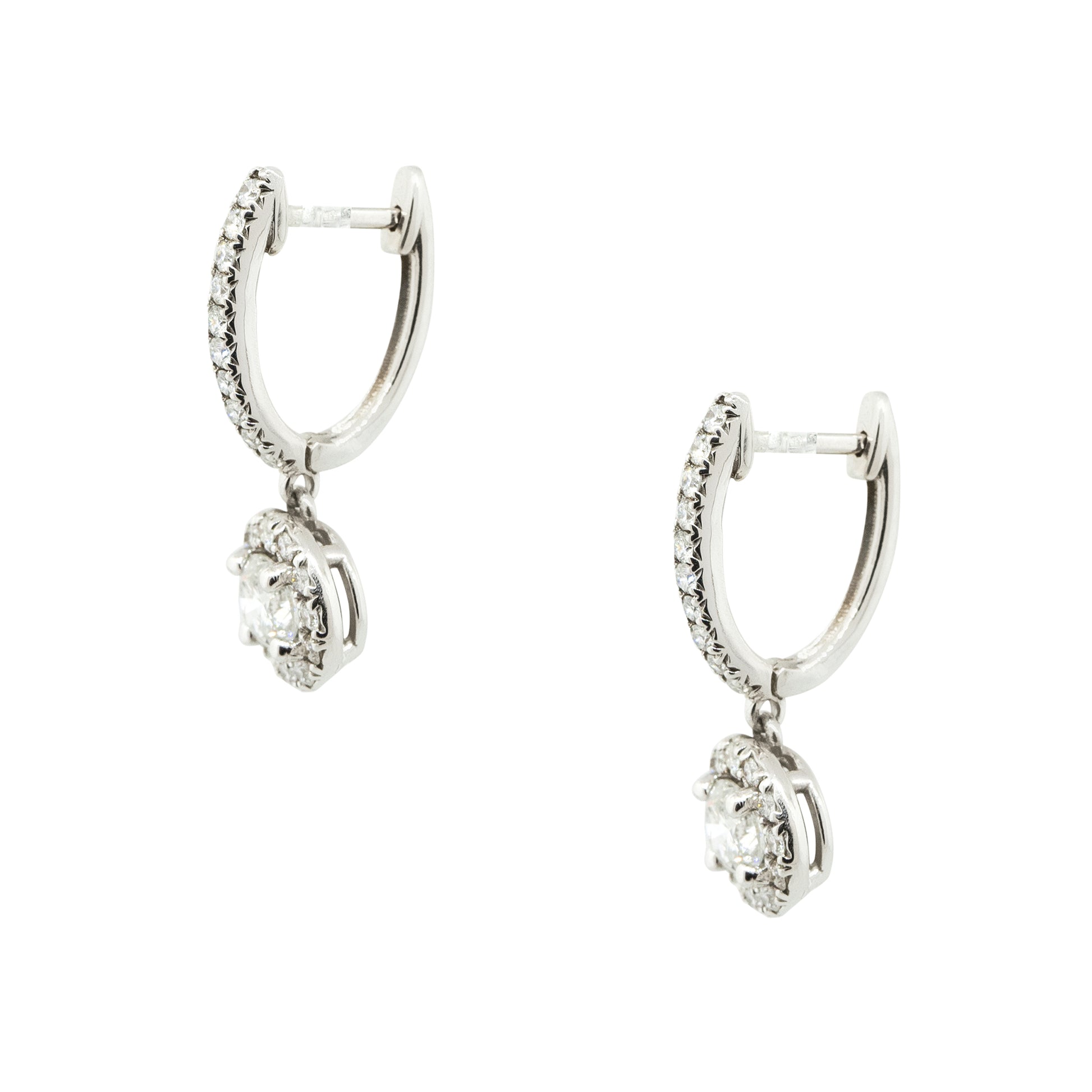 14k White Gold 1.20ctw Tiny Drop Diamond Earrings