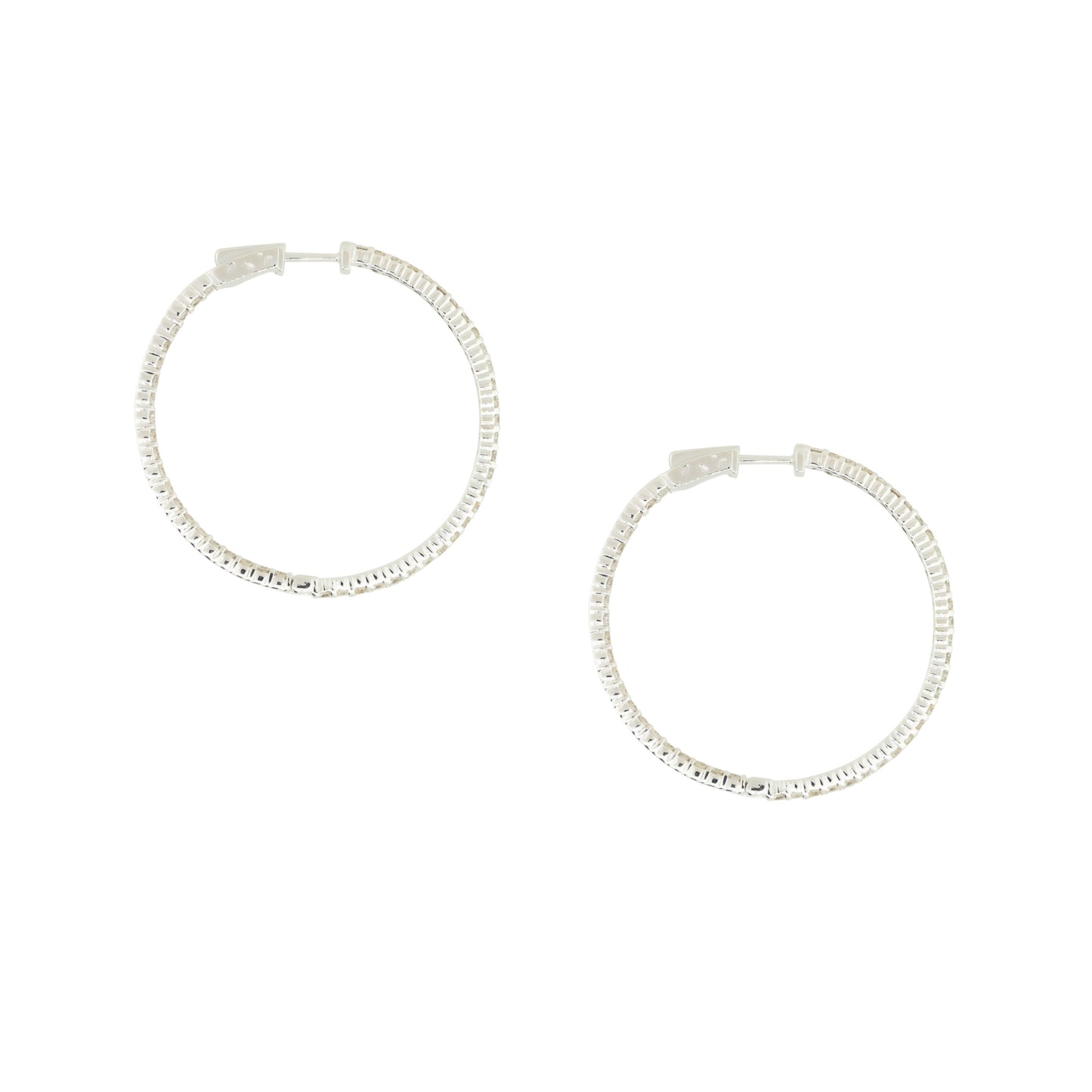 18k White Gold 3.0ctw Diamond Inside-Out Narrow Hoop Earrings