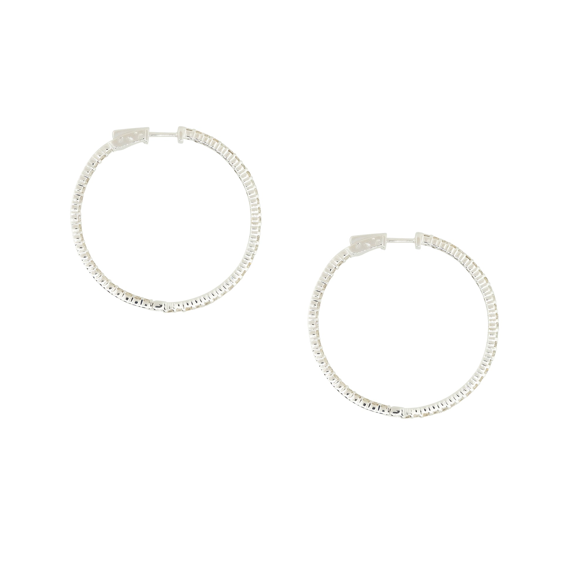 18k White Gold 3.0ctw Diamond Inside-Out Narrow Hoop Earrings