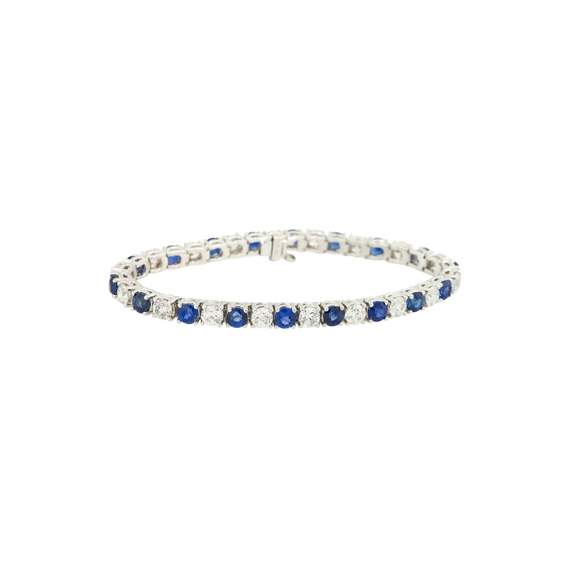 18k White Gold 9.85ctw Sapphire and Diamond Tennis Bracelet