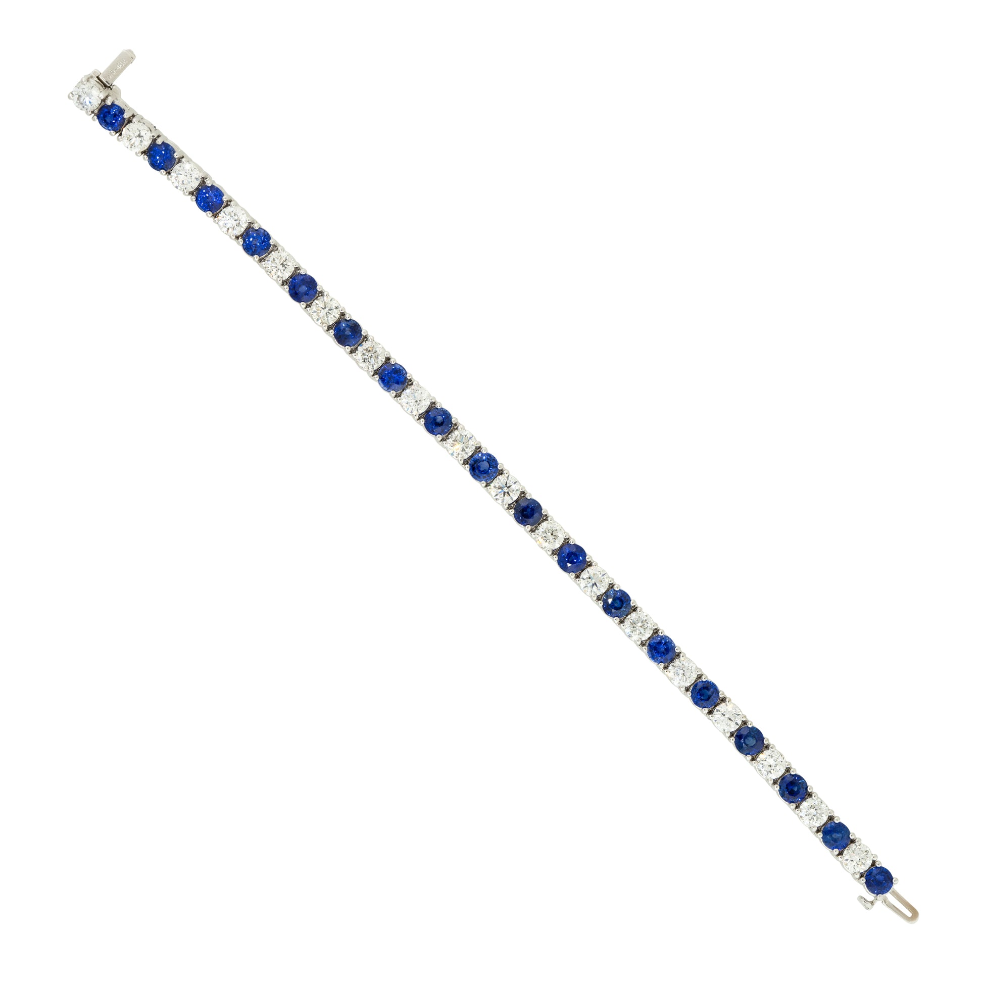 18k White Gold 9.85ctw Sapphire and Diamond Tennis Bracelet