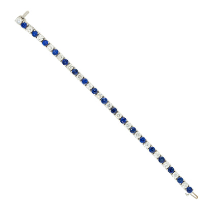 18k White Gold 9.85ctw Sapphire and Diamond Tennis Bracelet