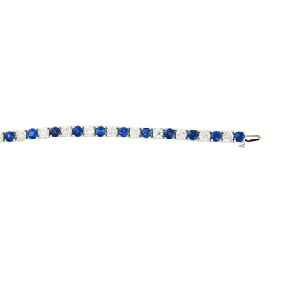 18k White Gold 9.85ctw Sapphire and Diamond Tennis Bracelet