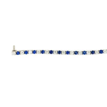 18k White Gold 9.85ctw Sapphire and Diamond Tennis Bracelet