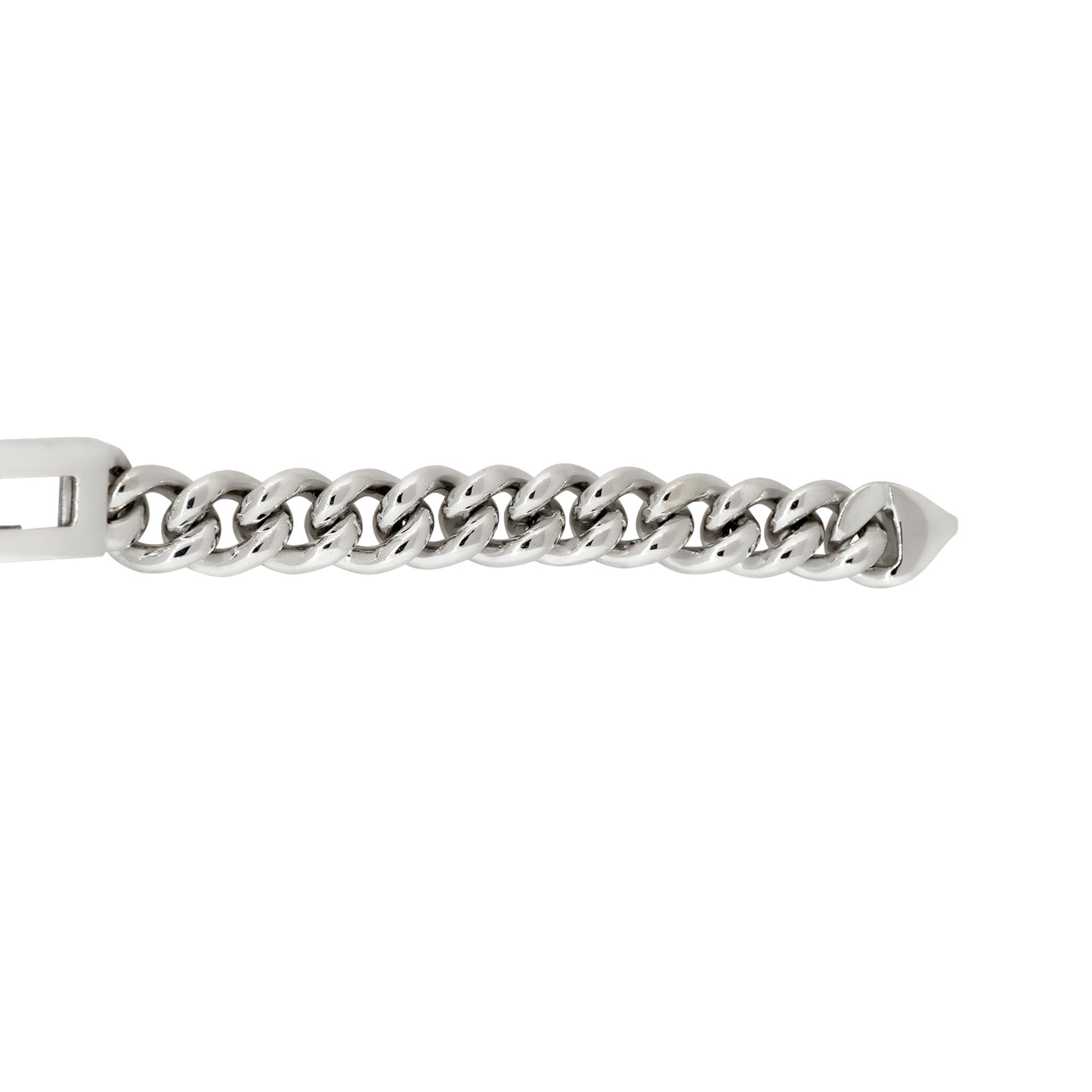 14k White Gold 0.55ctw Floating Diamond Bar Men's Curb Link Chain Bracelet