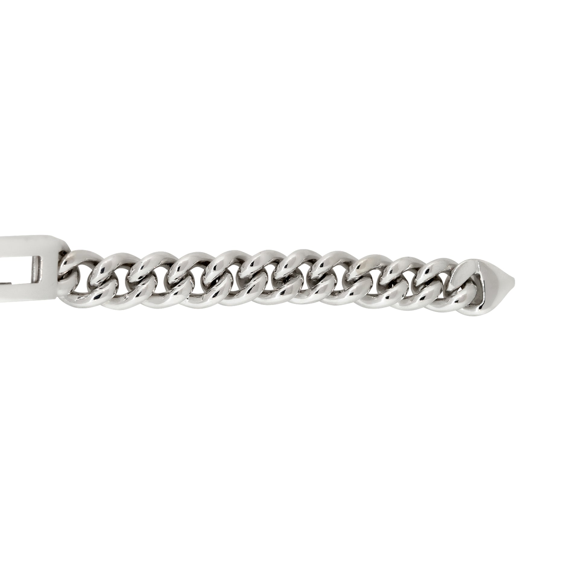 14k White Gold 0.55ctw Floating Diamond Bar Men's Curb Link Chain Bracelet