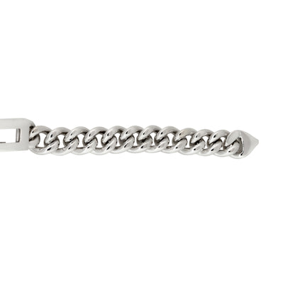 14k White Gold 0.55ctw Floating Diamond Bar Men's Curb Link Chain Bracelet