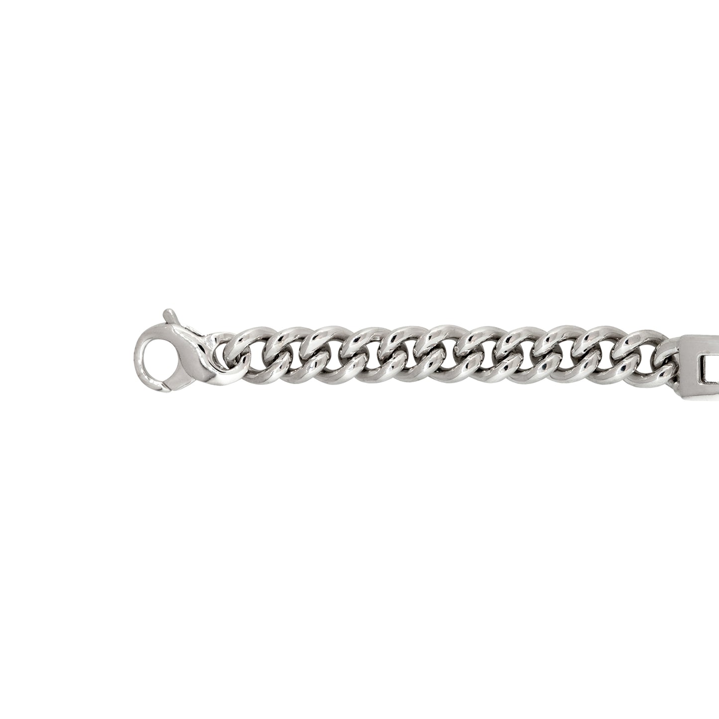 14k White Gold 0.55ctw Floating Diamond Bar Men's Curb Link Chain Bracelet