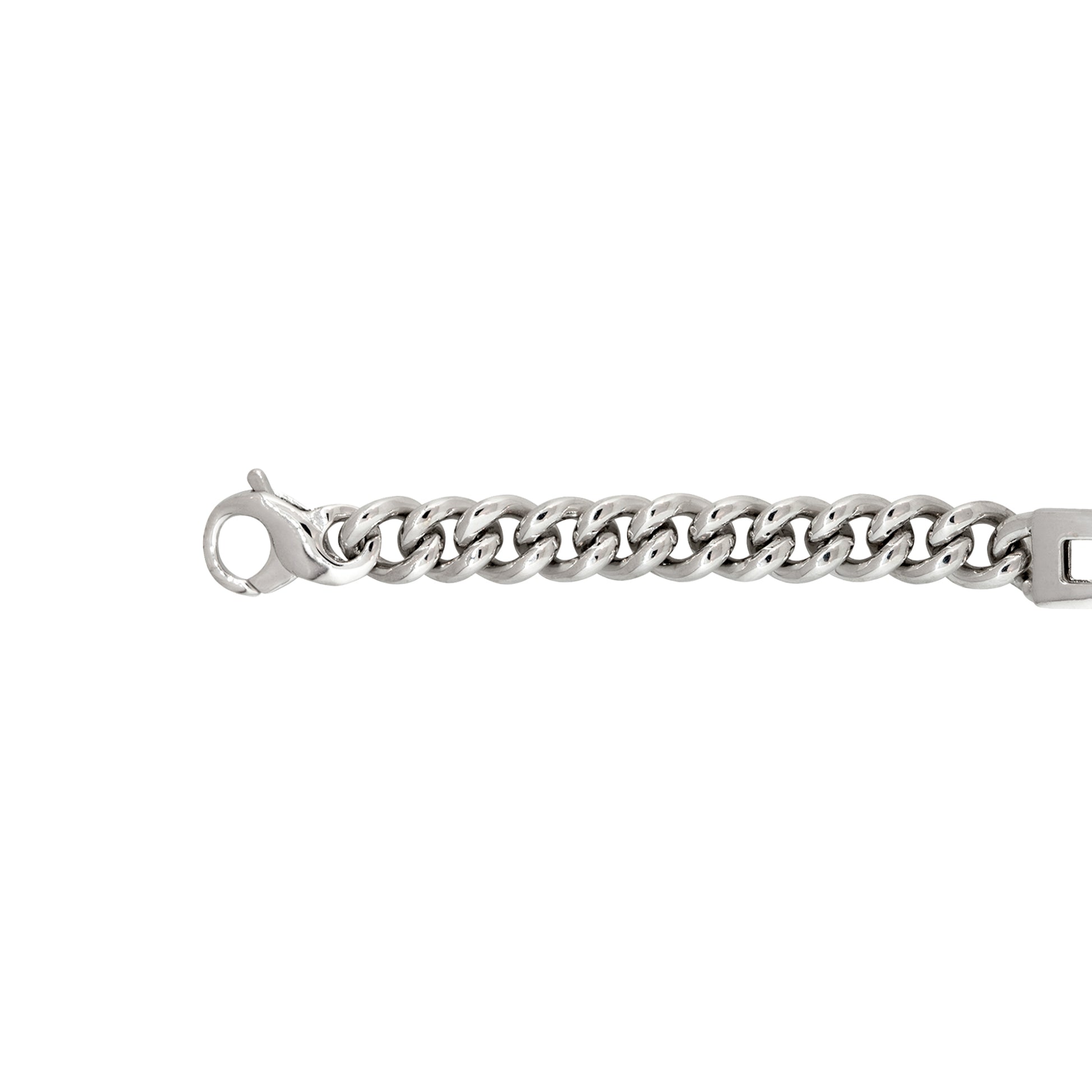14k White Gold 0.55ctw Floating Diamond Bar Men's Curb Link Chain Bracelet
