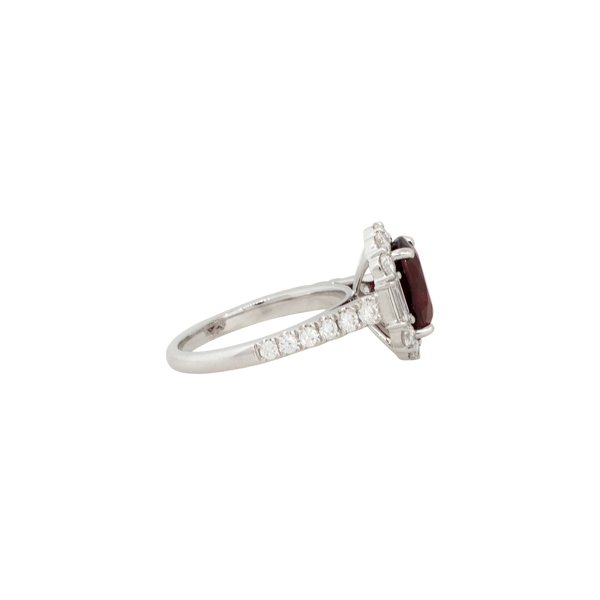 18k White Gold 3.04ctw Ruby and 1.21ctw Diamond Halo Ring